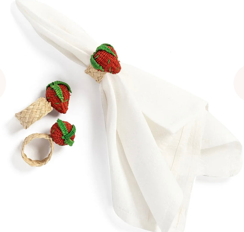 Strawberry napkin rings - set of 4